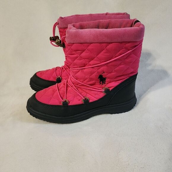 POLO Ralph Lauren Junior Girls Preppy Pink Orao Quilted Winter Boots (5) NWOB - Picture 1 of 7